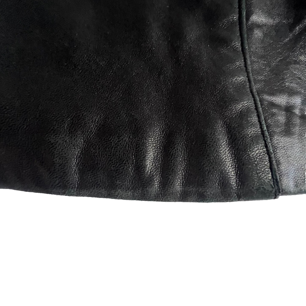 Marc New York Women L Black Genuine Leather Jacket Coat | Pockets, Lined 90s Lux - Picture 10 of 15